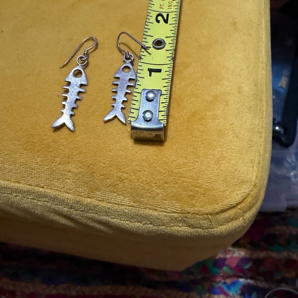 🐟STERLING fishbone earrings🐟 - Picture 2 of 3
